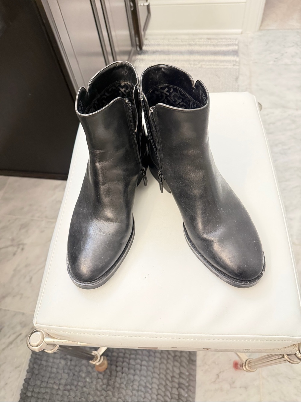 Cole Haan Black Leather Ankle Booties with Side Zipper